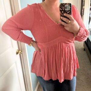 Torrid 🩷 Coral Pink Peasant Top